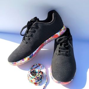 No Bull Tennis Shoes Black Floral Sole Size 9 Excellent Condition